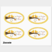 Wirbler Vogel-(gelber) Wedding ovaler Ovaler Aufkleber (Blatt)