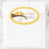 Wirbler Vogel-(gelber) Wedding ovaler Ovaler Aufkleber (Tasche)