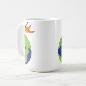 Wirbler Vogel rettet die Welt für nachhaltige Erde Kaffeetasse (Vorderseite Links)
