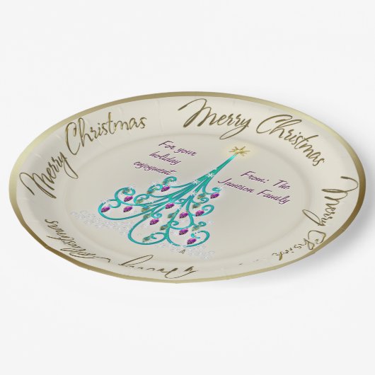 Wirbler Weihnachtsbaum Pappteller (Schrägansicht)