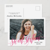 Wirbles 16 . Geburtstag Save the Date in Pink Postkarte (Vorne/Hinten)