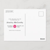 Wirbles 16 . Geburtstag Save the Date in Pink Postkarte (Rückseite)