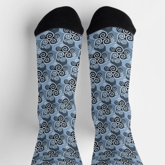 Wirbles Abstraktes Musterdesign Pulver Blau Künstl Socken (Oben)