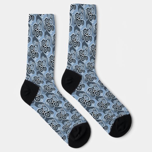 Wirbles Abstraktes Musterdesign Pulver Blau Künstl Socken (Rechts)