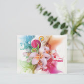 Wirbles Blumendesign in hellen Farben Postkarte (Stehend Vorderseite)