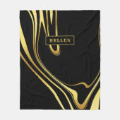 Wirbles Design aus Schwarz und abstraktem Gold Fleecedecke (Vorderseite)