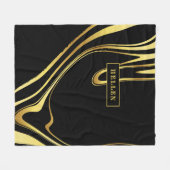 Wirbles Design aus Schwarz und abstraktem Gold Fleecedecke (Vorderseite (Horizontal))