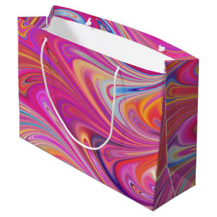 Wirbles Design in schlankem Rosa und orange Große Geschenktüte