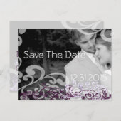 Wirbles Foto Save the Date Eggplant und Berry Ankündigungspostkarte (Vorne/Hinten)