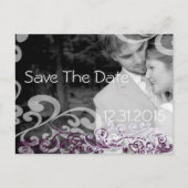 Wirbles Foto Save the Date Eggplant und Berry Ankündigungspostkarte (Vorderseite)
