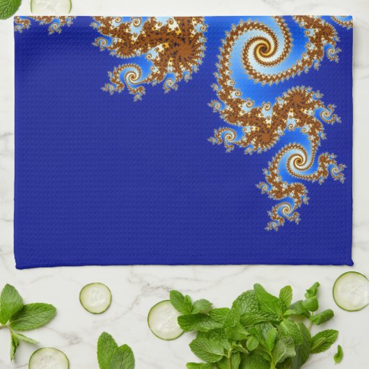 Wirbles Fraktal blaues Brown Handtuch (Gefaltet)