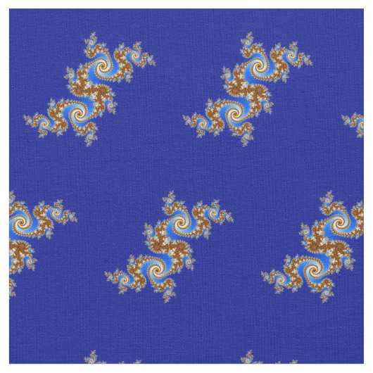 Wirbles Fraktal blaues Brown Stoff (Nahaufnahme)