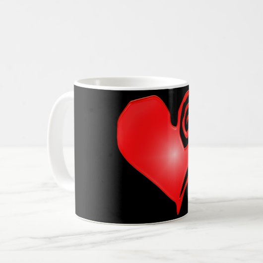 Wirbles Herz schwarz oder weiß Kaffeetasse (Vorderseite Links)