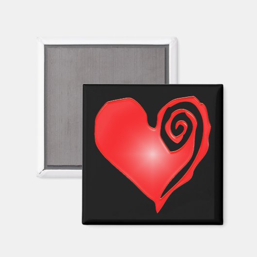 Wirbles Herz schwarz oder weiß Magnet (Vorderseite/Rückseite)