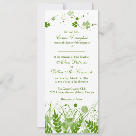 Wirbles irisches Kleeblatt auf einer Wiese Einladung (Rückseite)