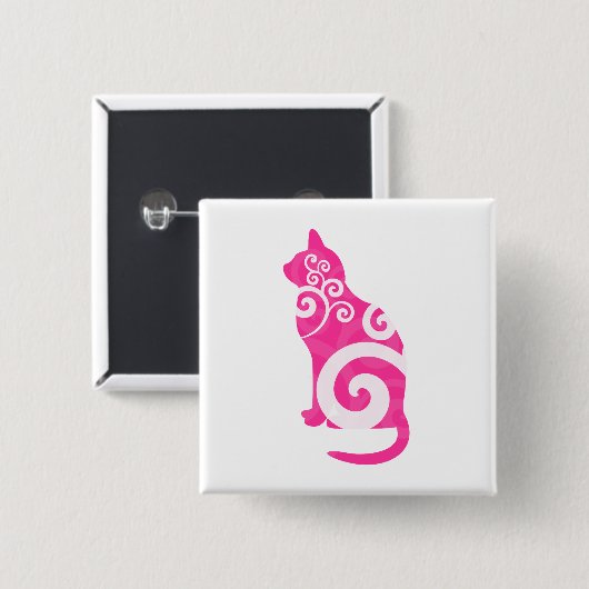 Wirbles Katzen-Rosa Button (Vorne & Hinten)