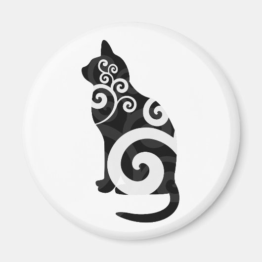 Wirbles Katzenschwarz Magnet (Vorne)