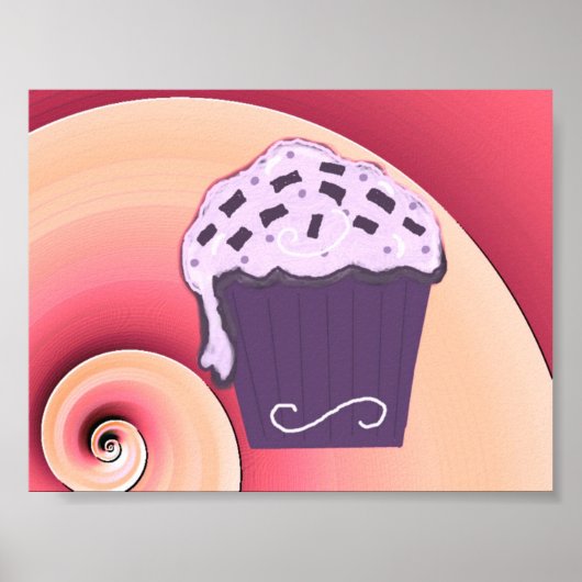 Wirbles Lila Cupcake-Design auf Plakat (Vorne)