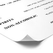 Wirbles Open Bar Menu Hochzeitszeichen Poster (Ecke)