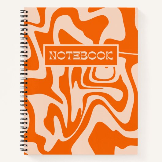 Wirbles psychedelisches Orange Retro Muster Notizblock (Vorderseite)