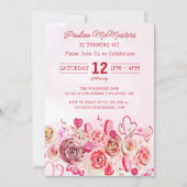 Wirbles Rosenherz Valentins 40. Geburtstag Einladung (Vorderseite)