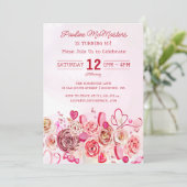 Wirbles Rosenherz Valentinstag, 50. Geburtstag Einladung (Stehend Vorderseite)