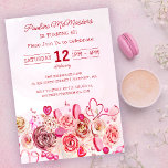 Wirbles Rosenherz Valentinstag, 50. Geburtstag Einladung<br><div class="desc">Mädchen jeden Alters werden dieses weibliche Design Liebe geben. Hübsche, rosa Aquarellfarben-Rose und skurrile Wirble Herzen laden zum 50. Geburtstag ein. Die weiche, rosa Aquarellfarbe umrahmt den Text und die Grafik perfekt. Die Rückseite ist so hübsch wie die Vorderseite. Ein großes Herz fügt eine weitere Touch der Ästhetik des Valentins...</div>