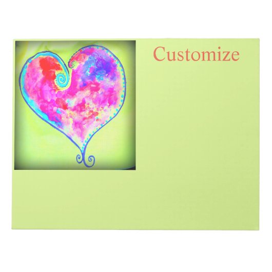 Wirbles rotes Herz Notizblock (Vorderseite)