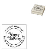 Wirbles Round Happy Birthday Script Gruß #1 Gummistempel (Stempel)