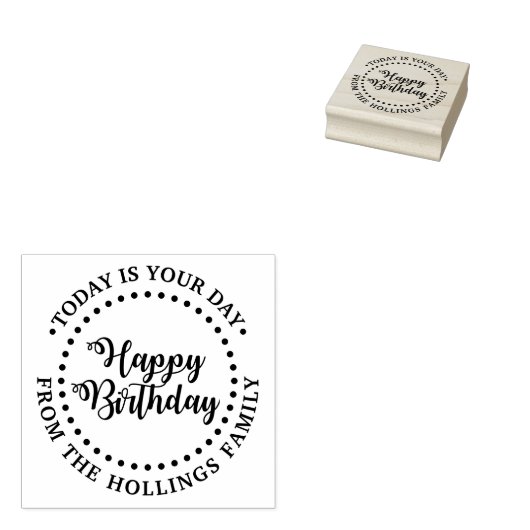 Wirbles Round Happy Birthday Script Gruß #1 Gummistempel (Stempel)
