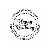 Wirbles Round Happy Birthday Script Gruß #1 Gummistempel (Prägung)