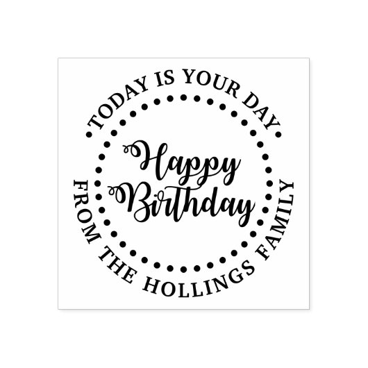 Wirbles Round Happy Birthday Script Gruß #1 Gummistempel (Prägung)