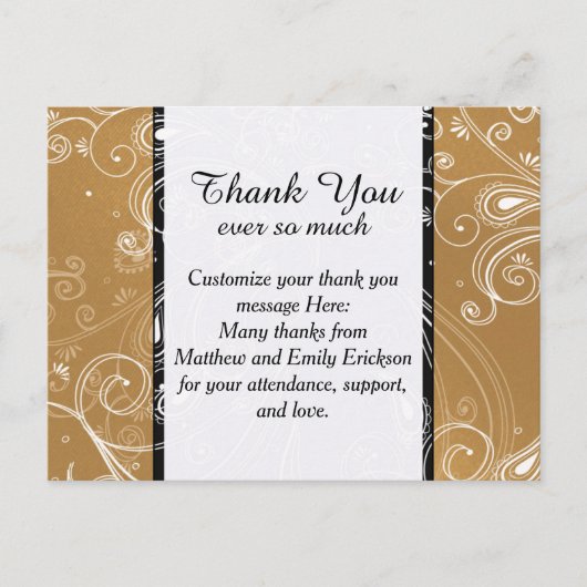 Wirbles Schwarz-, Gold- und Weißdesign Postkarte (Vorderseite)