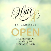 Wirbles Schwarzes Haar & Schere Friseur Salon Öffn Fensteraufkleber (Blatt 3)