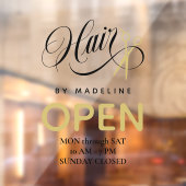 Wirbles Schwarzes Haar & Schere Friseur Salon Öffn Fensteraufkleber (Blatt 2)