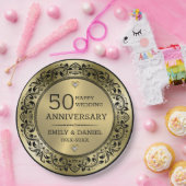 Wirbles Schwarzes Rahmen 50. Hochzeitstag Pappteller (Party)