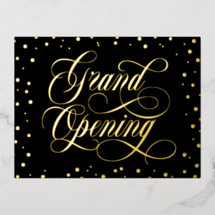 Wirbles Script & Gold Foil Confetti Grand Opening Folie Einladungspostkarte