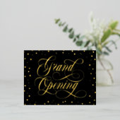 Wirbles Script & Gold Foil Confetti Grand Opening Folie Einladungspostkarte (Stehend vorne)