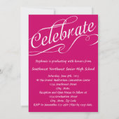 Wirbles Script-Graduate in Pink Einladung (Rückseite)