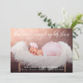 Wirbles Script Overlay Foto Vielen Dank Baby Dusch Ankündigung (Stehend Vorderseite)