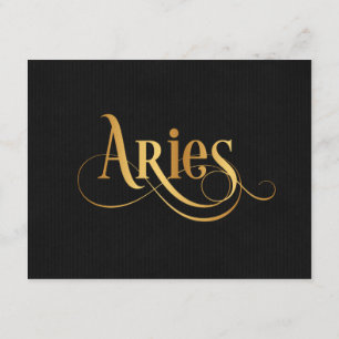Wirbles Script Zodiac Sign Aries Gold auf Schwarz Einladung