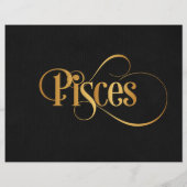 Wirbles Script Zodiac Sign Pisces Gold auf Black Flyer (Hinten)