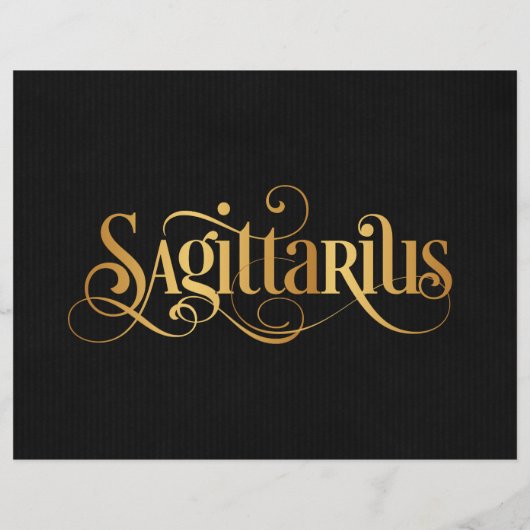 Wirbles Script Zodiac Sign Sagittarier Gold Black Flyer (Hinten)
