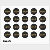 Wirbles Script Zodiac Sign Sagittarier Gold Black Runder Aufkleber (Blatt)