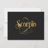 Wirbles Script Zodiac Sign Scorpio Gold auf Schwar Einladung (Rückseite)