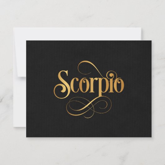 Wirbles Script Zodiac Sign Scorpio Gold auf Schwar Einladung (Rückseite)