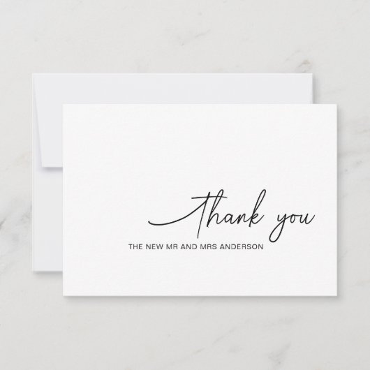 Wirbles Skript Schwarz-weiße Hochzeit Dankeschön K Dankeskarte (Vorderseite)