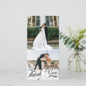 Wirbles Skript Vielen Dank 2 Hochzeiten Fotos Dankeskarte (Stehend Vorderseite)