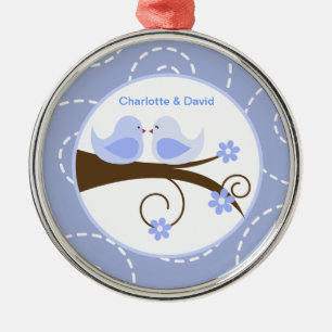 Wirbles Vogel-(blaues) kundenspezifisches Silbernes Ornament