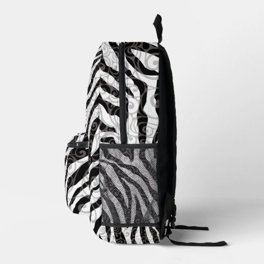 Wirbles Zebra-Design Bedruckter Rucksack (Rechts)